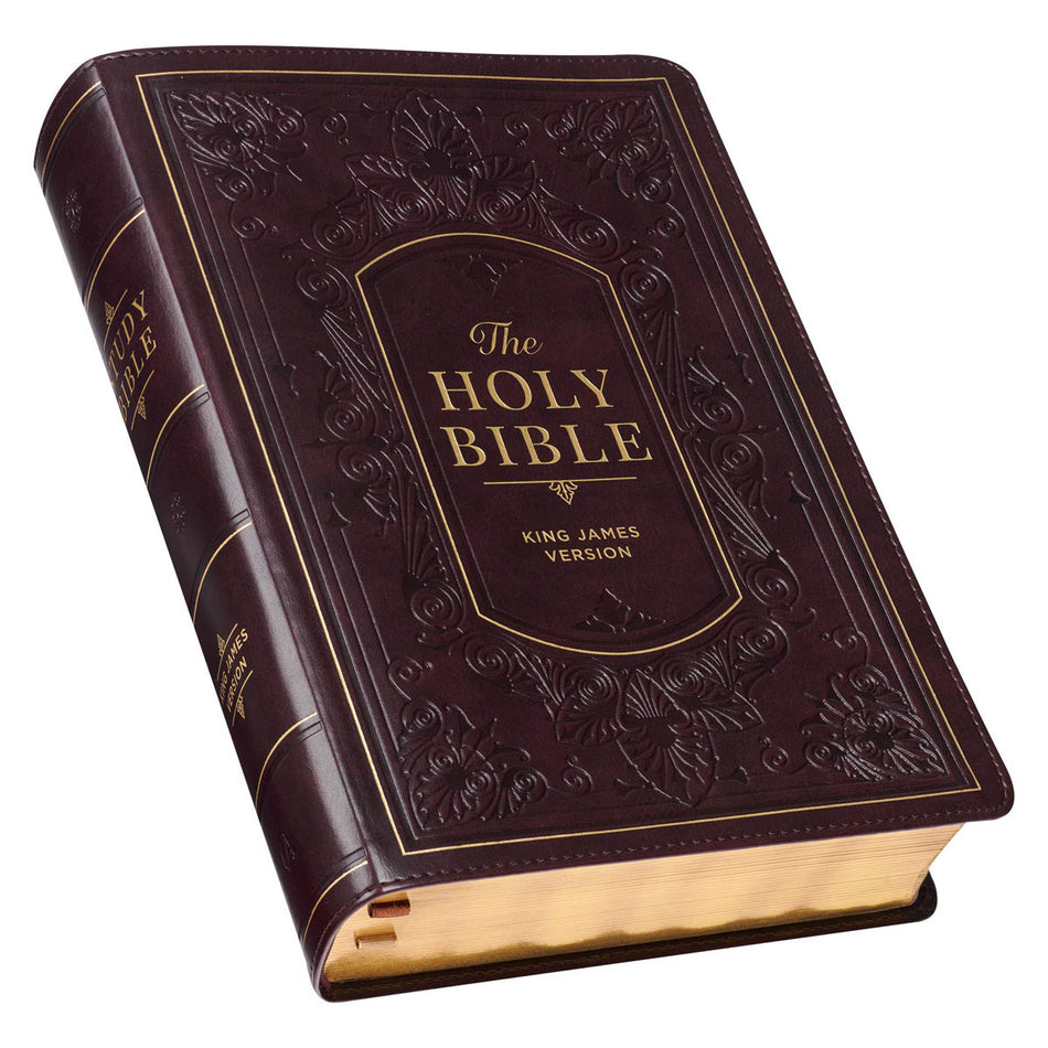 Burgundy Faux Leather King James Version Study Bible with Thumb Index by Christian Art Gifts, product view 2