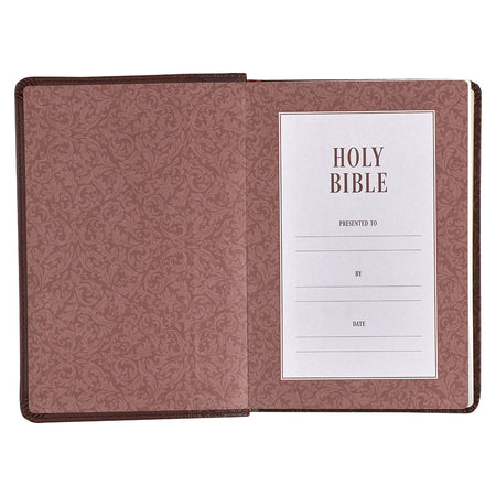 Medium Brown Faux Leather Large Print Compact King James Version Bible by Christian Art Gifts, product view 4