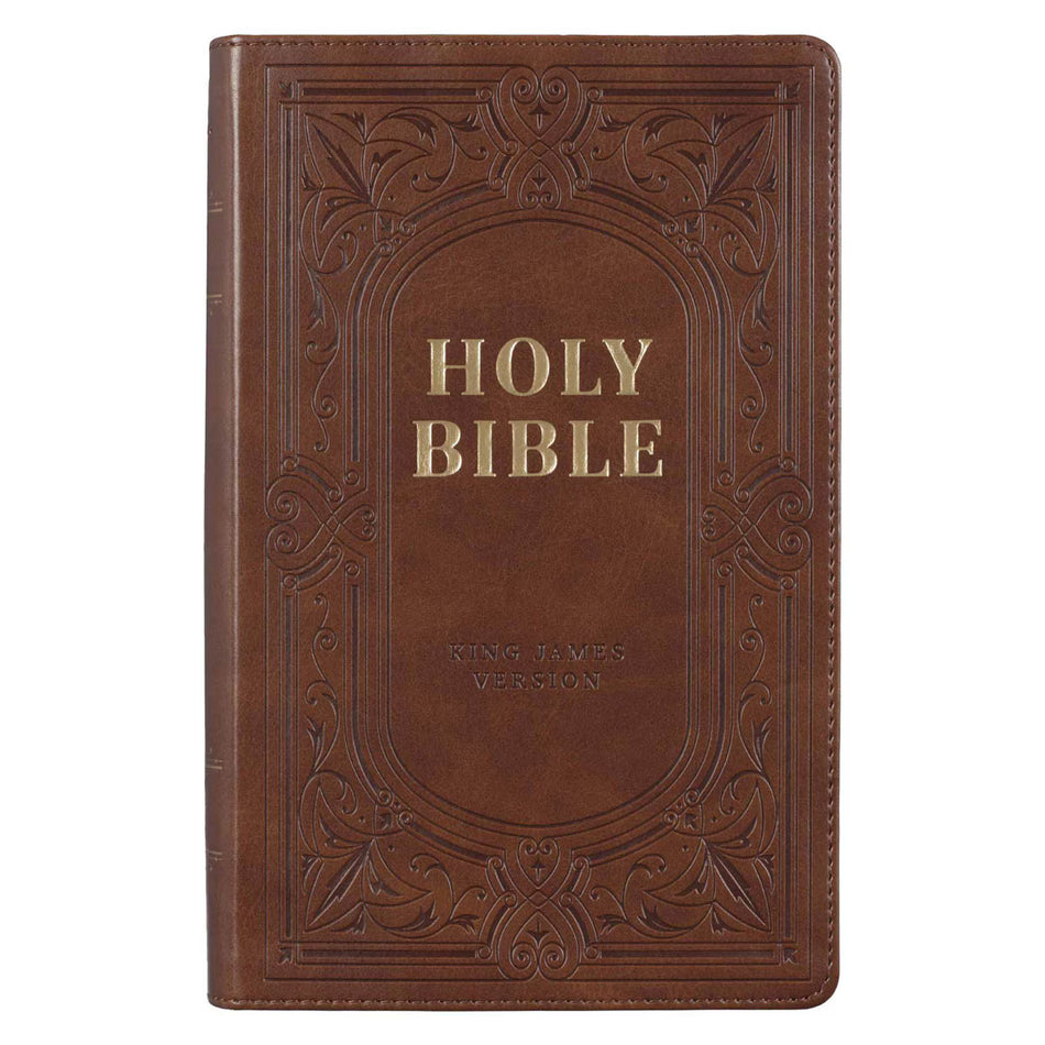 Medium Brown Ivy Faux Leather Giant Print Standard-size King James Version Bible with Thumb Index