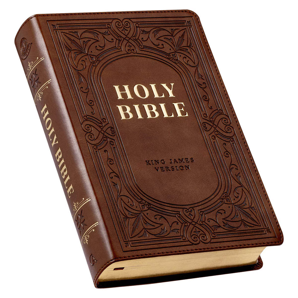 Medium Brown Ivy Faux Leather Giant Print Standard-size King James Version Bible with Thumb Index