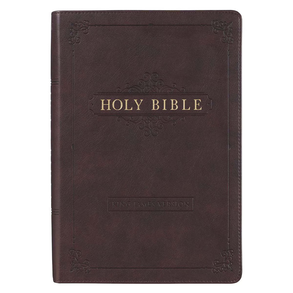 Espresso Brown Faux Leather Giant Print Full-size King James Version Bible with Thumb Index