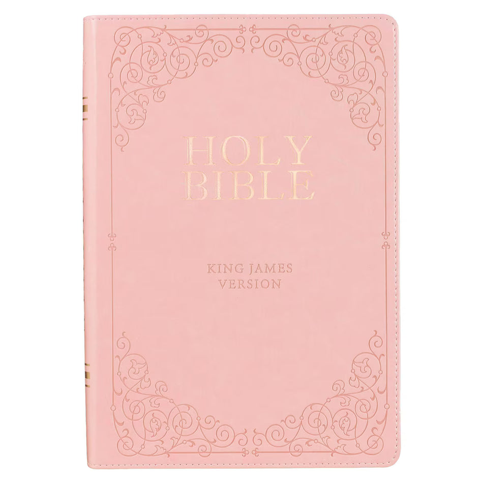 Pink Faux Leather Giant Print Full-size King James Version Bible with Thumb-index