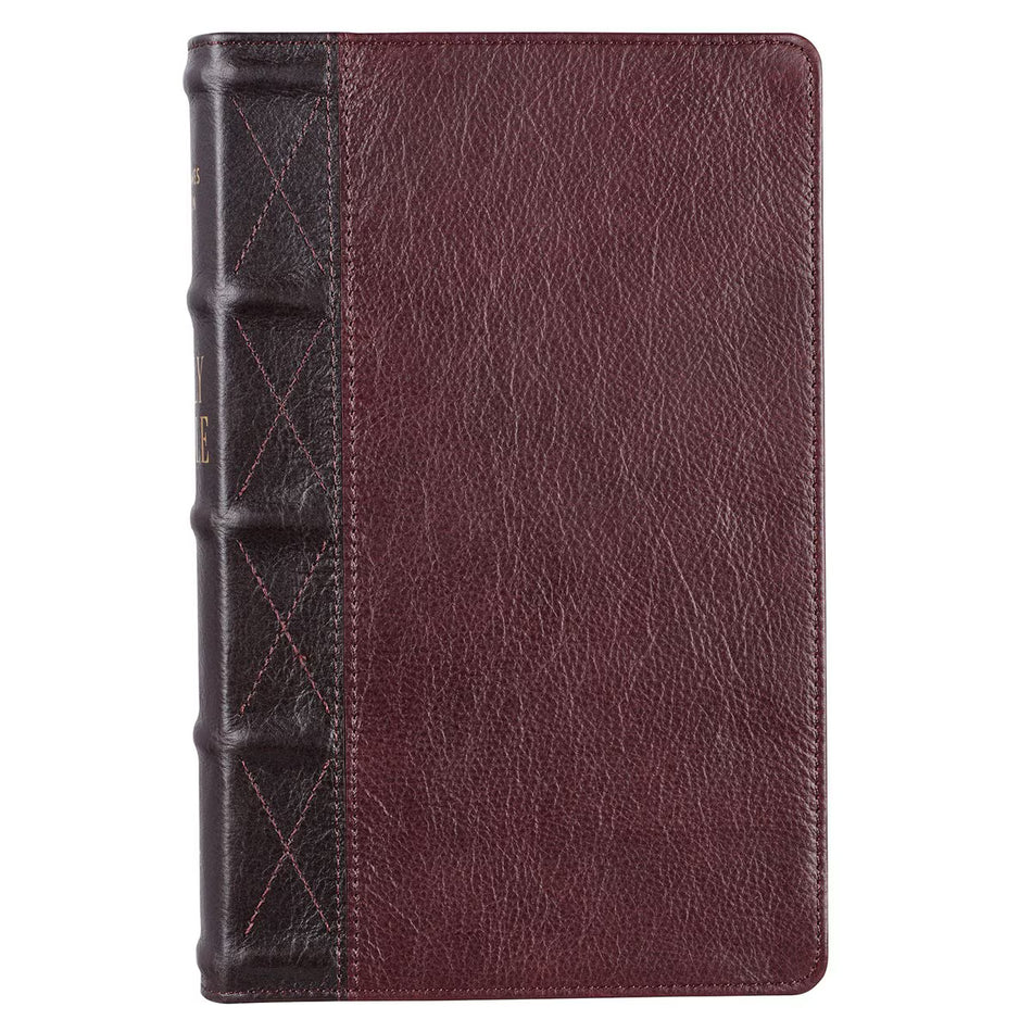 Two-tone Brown Full Grain Leather Giant Print King James Version Bible with Thumb Indexing