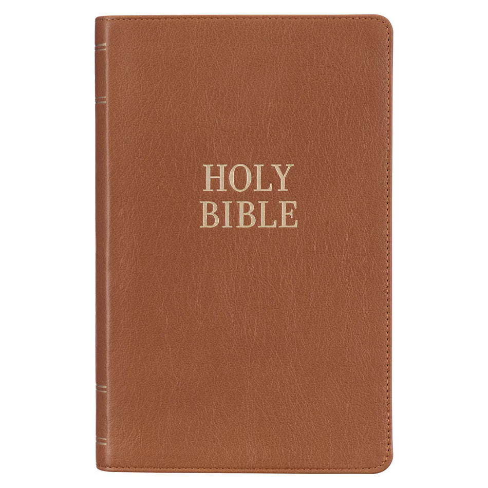 Toffee Brown Full Grain Leather Giant Print King James Version Bible with Thumb Index