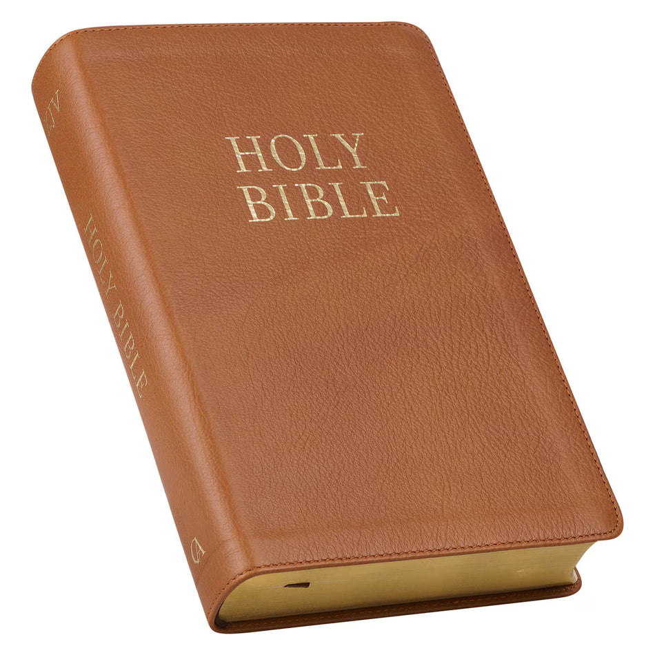 Toffee Brown Full Grain Leather Giant Print King James Version Bible with Thumb Index