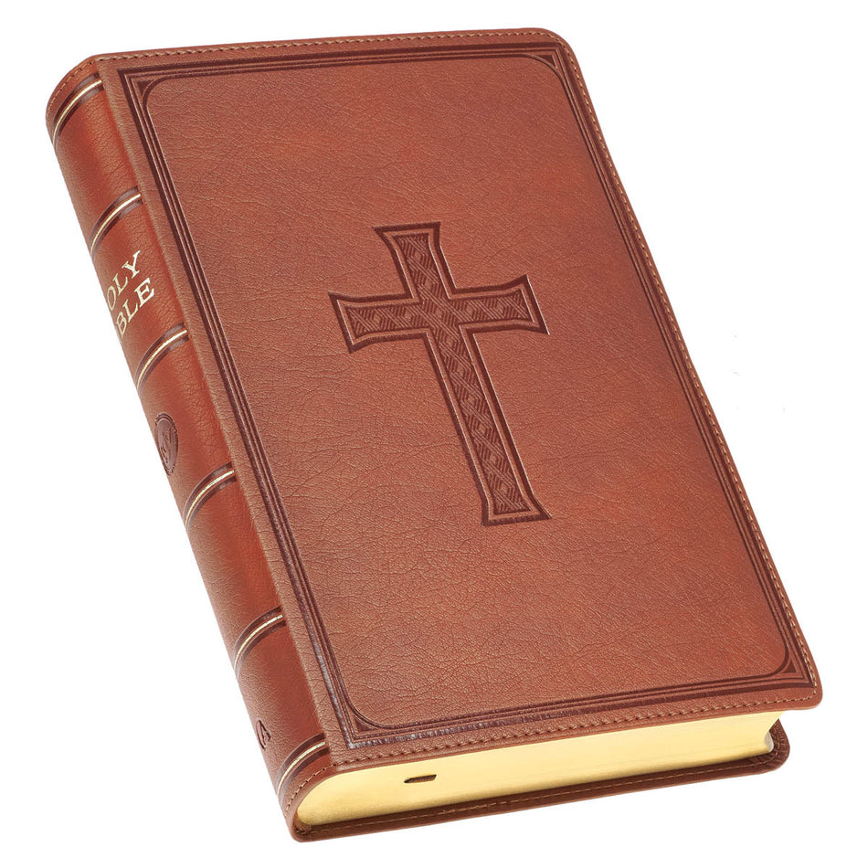 Honey Brown Faux Leather Giant Print Standard-size King James Version Bible with Thumb Index, product view 2