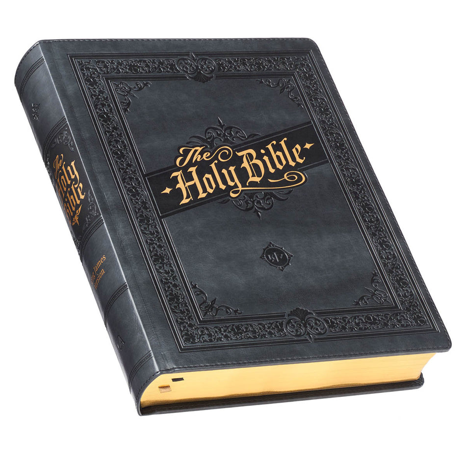 Iron Gray Faux Leather Hardcover Large Print King James Version Note-taking Bible by Christian Art Gifts, product view 2