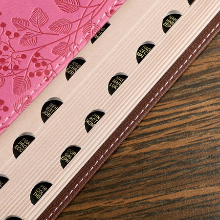 Brown and Berry Pink Faux Leather Giant Print Standard-size King James Version Bible with Thumb Index, product view 5