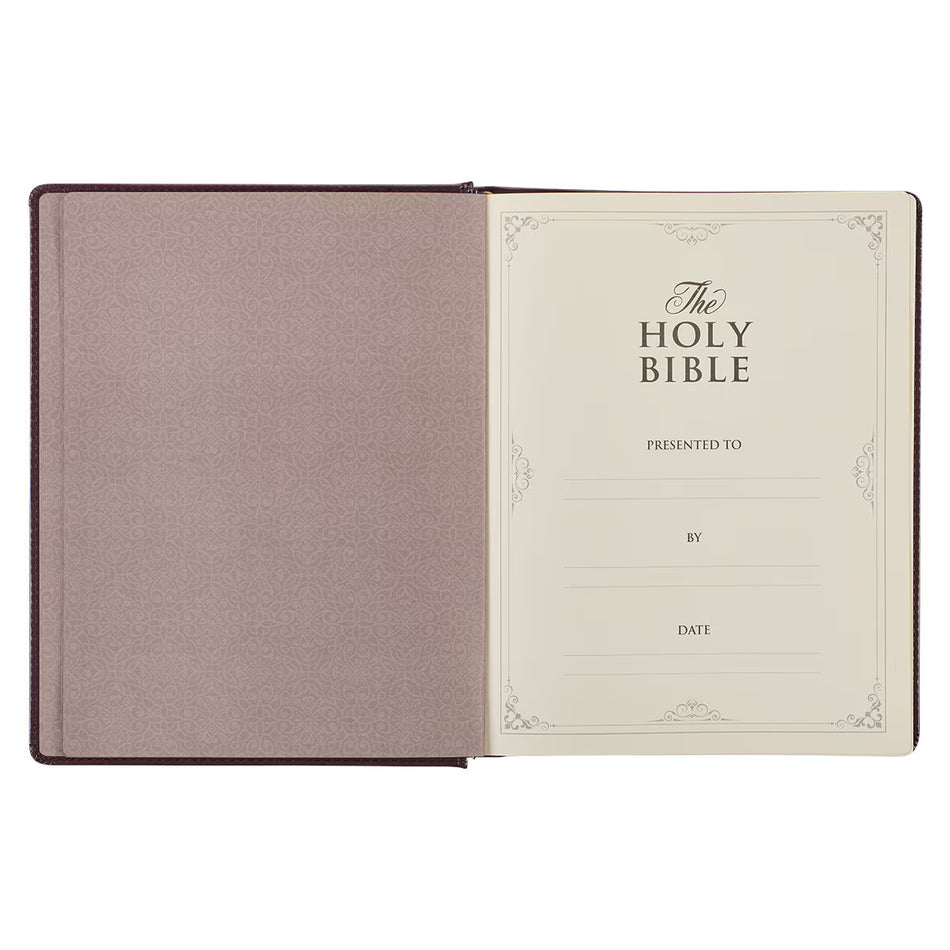 Burgundy Diamond Grid Faux Leather Hardcover Large Print KJV Note-taking Bible