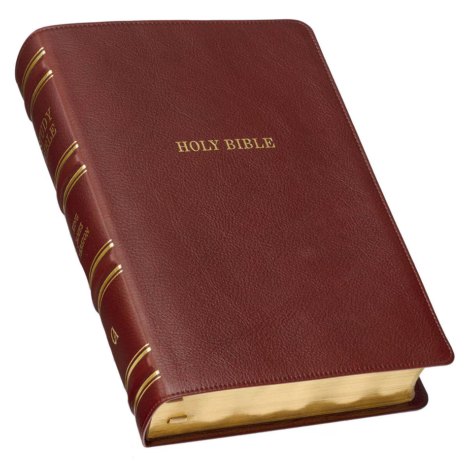 Saddle Tan Full-grain Leather King James Version Study Bible with Thumb Index