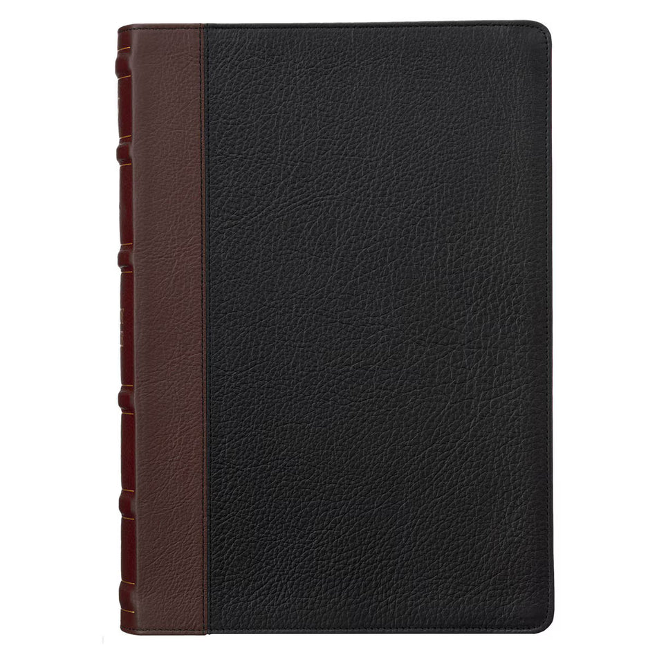 Black and Burgundy Full-grain Leather Large Print King James Version Study Bible with Thumb Index