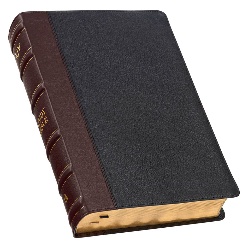 Black and Burgundy Full-grain Leather Large Print King James Version Study Bible with Thumb Index
