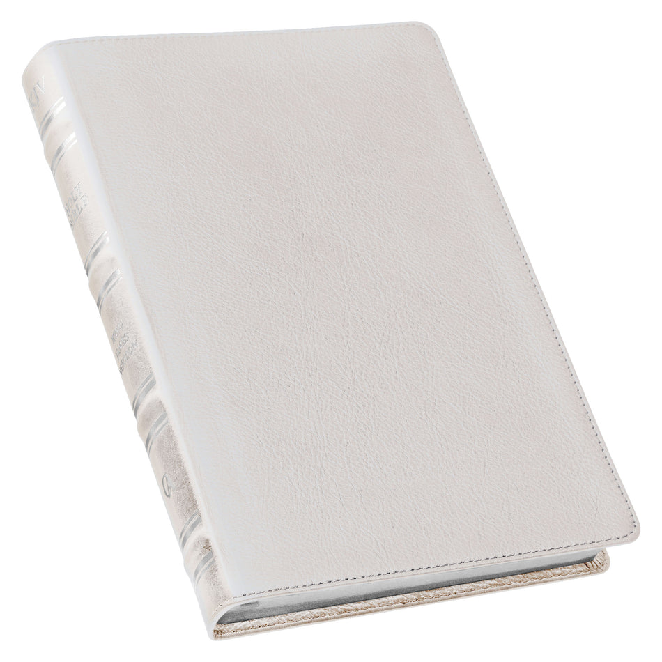 White Full Grain Leather Full-size Giant Print King James Version Bible with Thumb Index, product view 2
