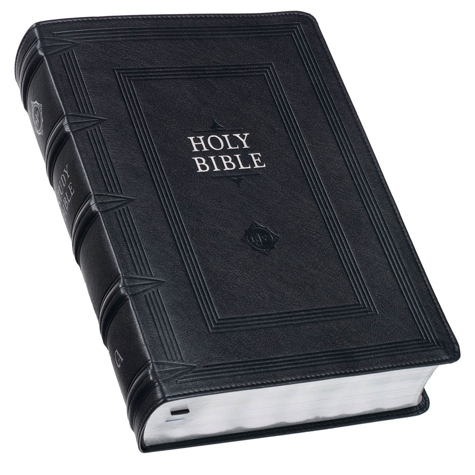 Black Faux Leather King James Study Bible with Thumb Index by Christian Art Gifts, product view 2