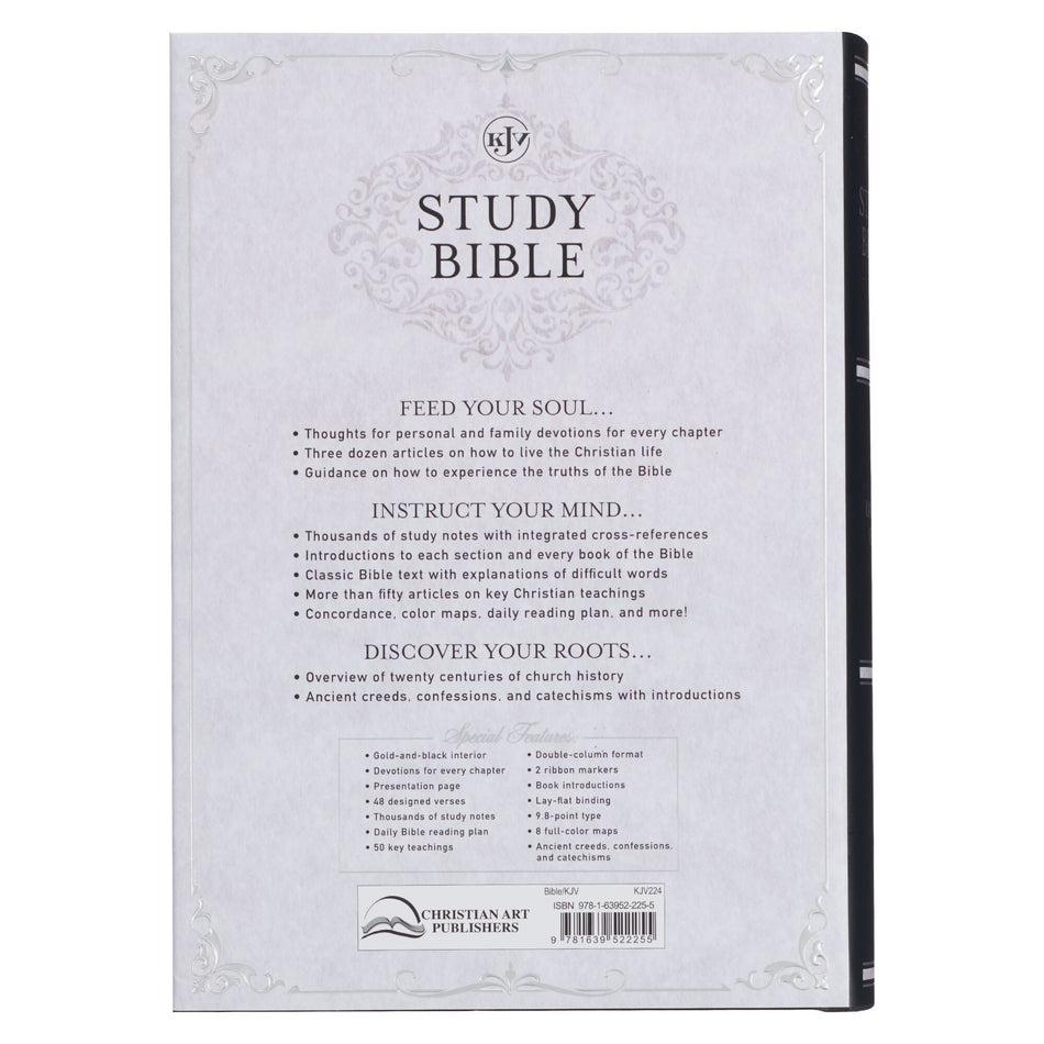Black with White Dust Jacket Hardcover King James Version Study Bible by Christian Art Gifts, product view 2