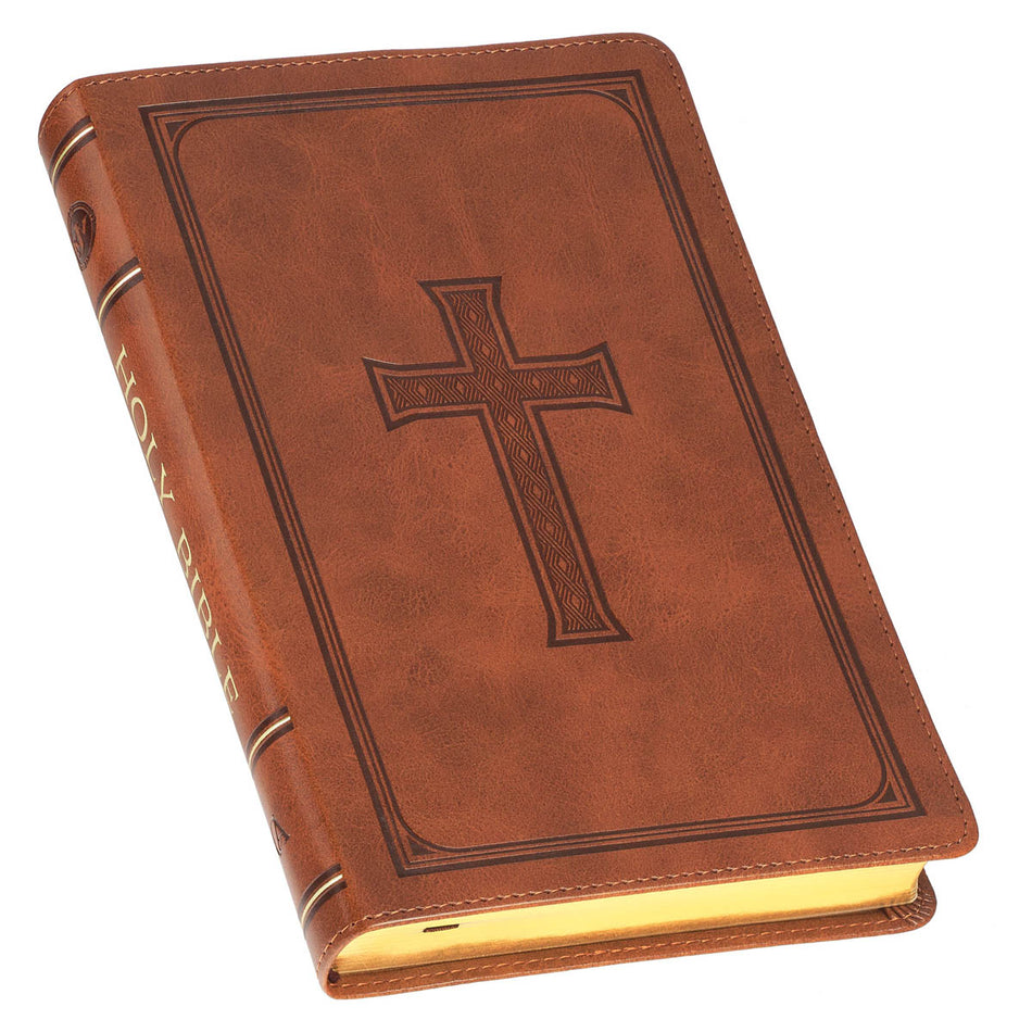Honey-brown Faux Leather King James Version Deluxe Gift Bible with Thumb Index by Christian Art Gifts, product view 2