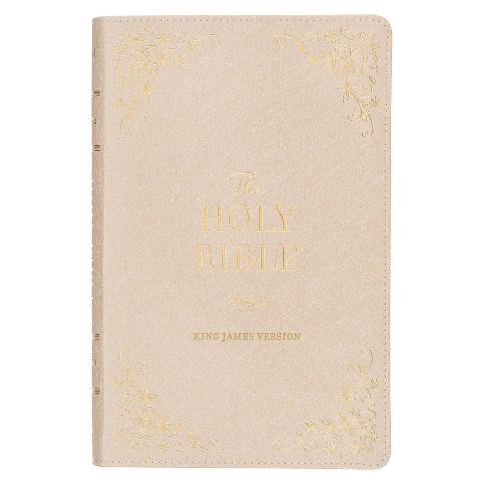 Pearlized Ivory Faux Leather King James Version Deluxe Gift Bible with Thumb Index