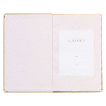 Pearlized Ivory Faux Leather King James Version Deluxe Gift Bible with Thumb Index by Christian Art Gifts, product view 3