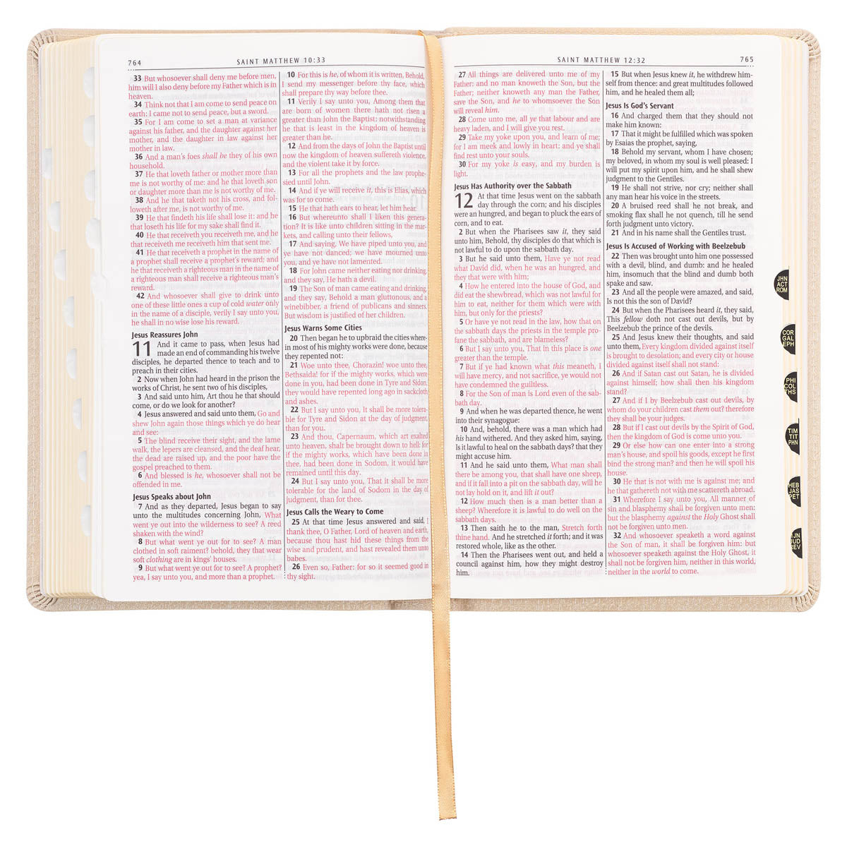 Pearlized Ivory Faux Leather King James Version Deluxe Gift Bible with Thumb Index by Christian Art Gifts, product view 5