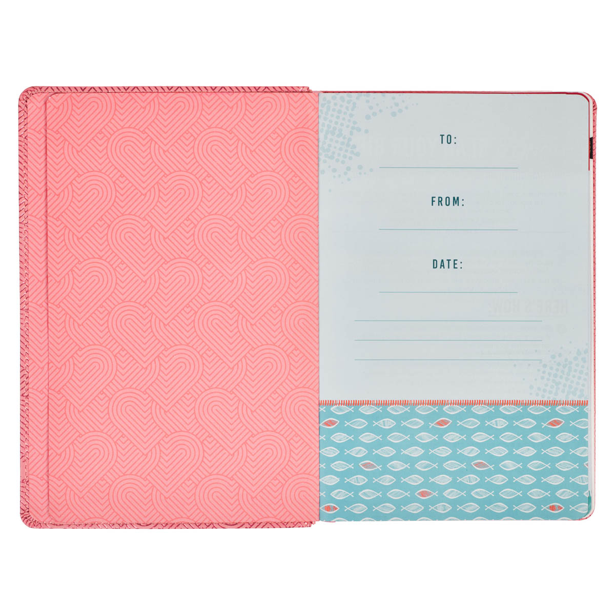 Blossom Pink Heart Faux Leather King James Version Kid's Bible by Christian Art Gifts, product view 3