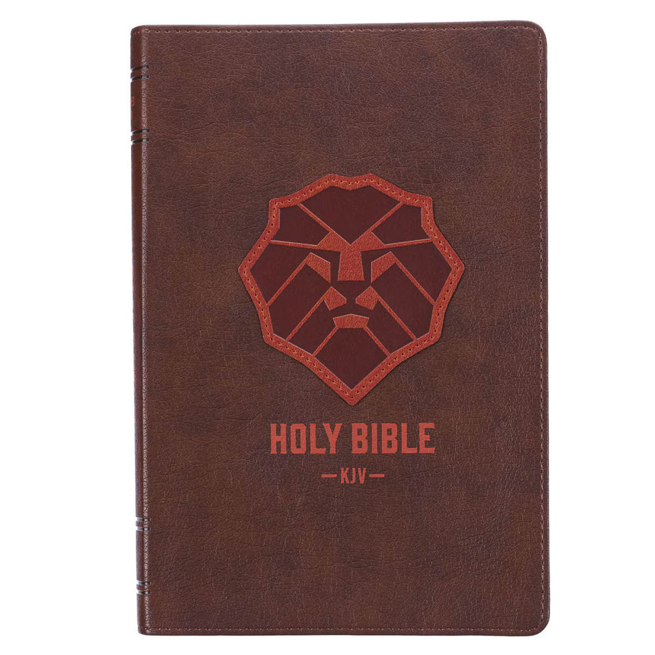 Lion Brown Faux Leather Kid's King James Versio n Bible