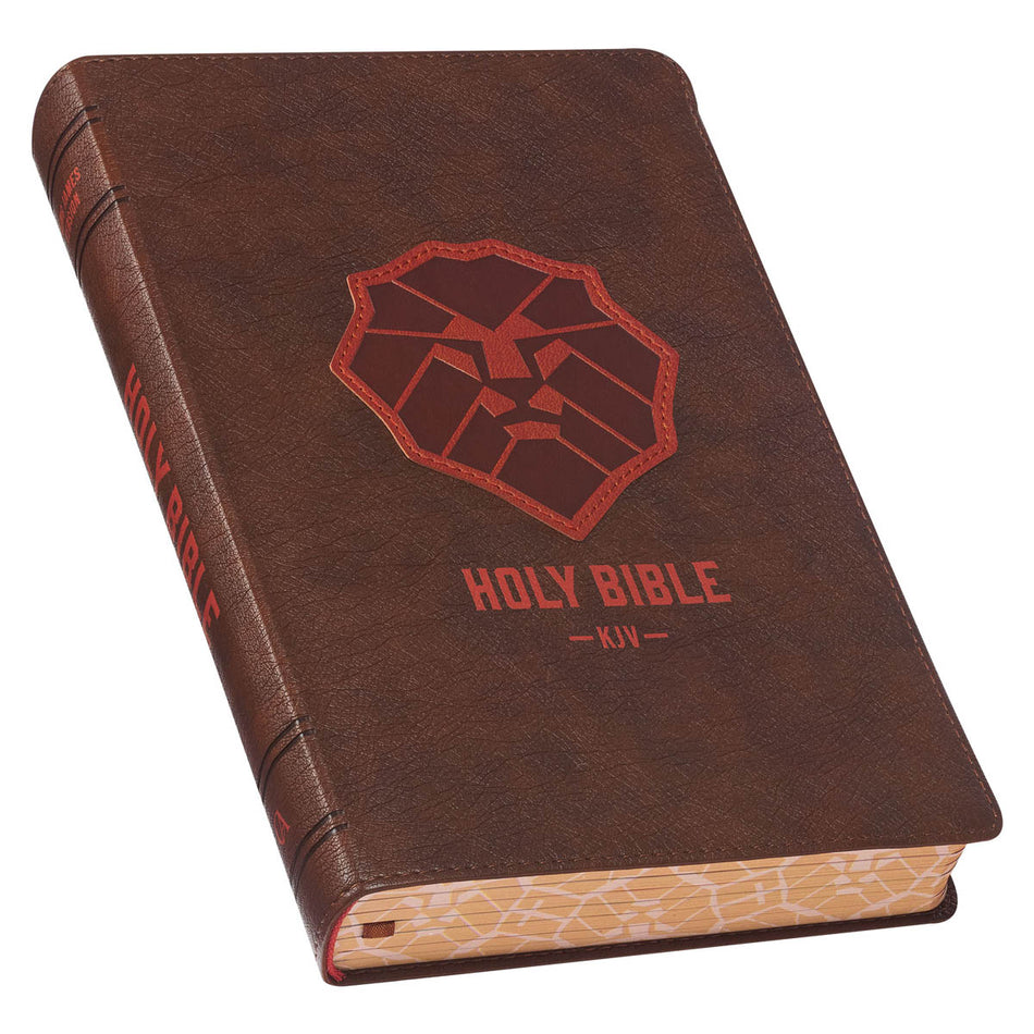 Lion Brown Faux Leather Kid's King James Versio n Bible by Christian Art Gifts, product view 2