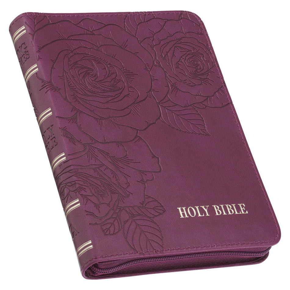 Maroon Faux Leather Compact King James Version Bible with Zipper Closure by Christian Art Gifts, product view 2