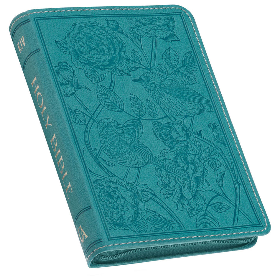 Teal Faux Leather Compact King James Version Bible with Zipper Closure by Christian Art Gifts, product view 2