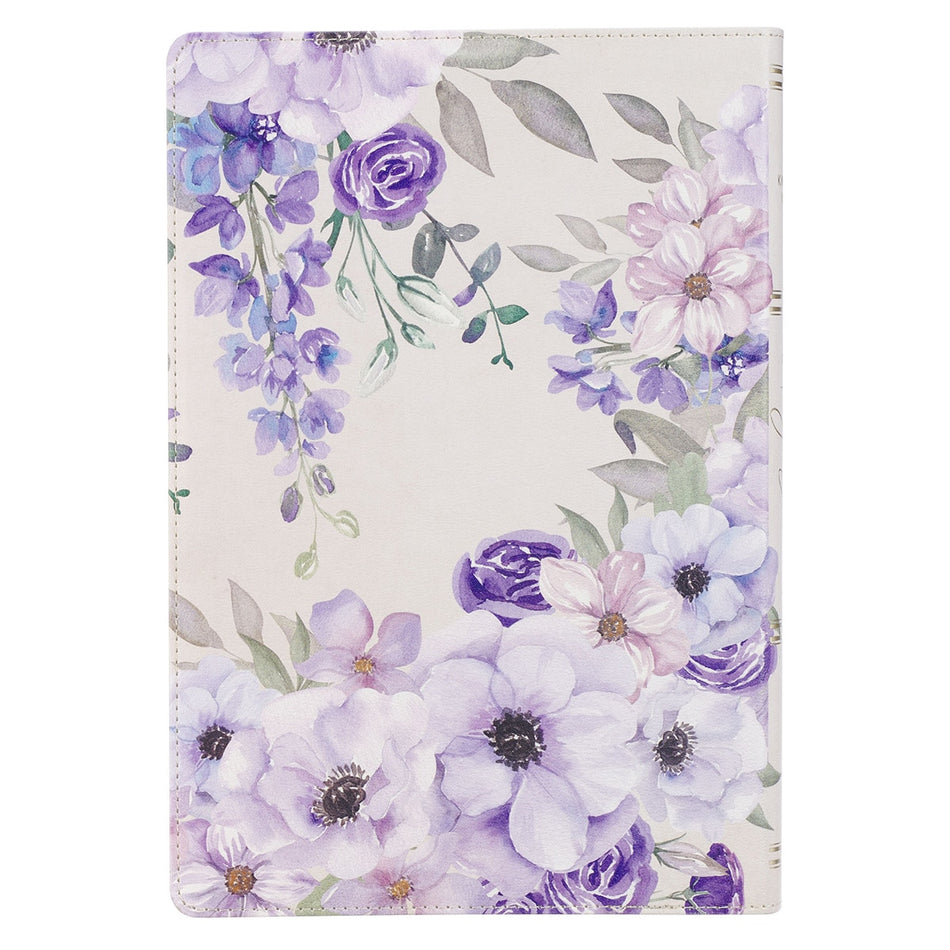 Lavender Floral Faux Leather Giant Print Full-size King James Version Bible with Thumb Index, product view 2