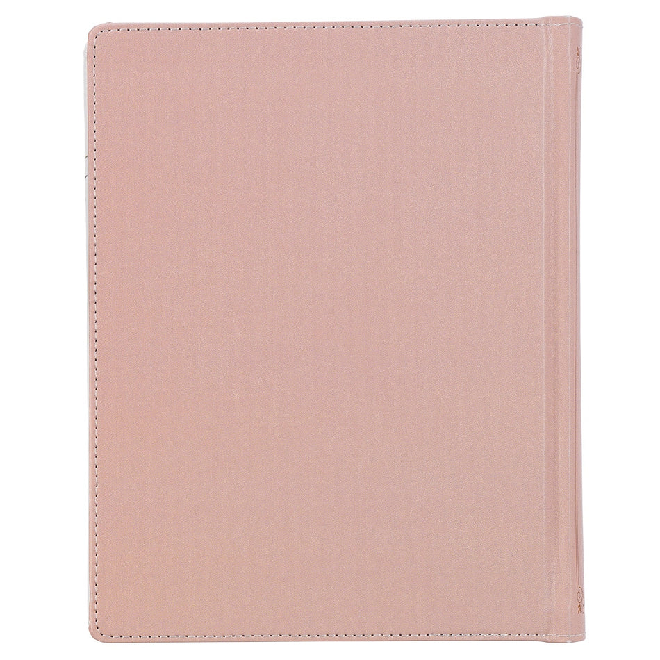 Rosy Coral Floral Faux Leather Hardcover King James Version Note-taking Bible by Christian Art Gifts, product view 2
