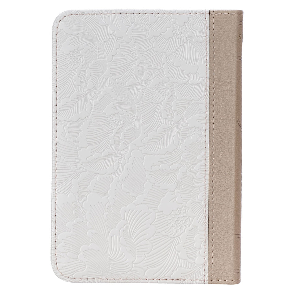 Pearlized White and Taupe Faux Leather King James Version Pocket Bible by Christian Art Gifts, product view 2