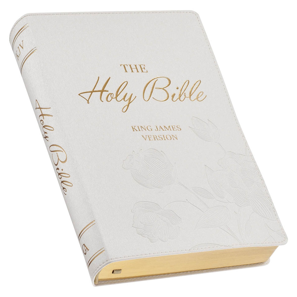 White Faux Leather Super Giant Print King James Version Bible with Thumb Index by Christian Art Gifts, product view 2