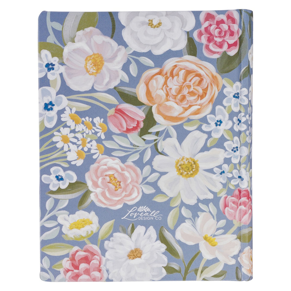 Blue Floral Hardcover Flora Collection Faux Leather King James Version Note-taking Bible - Colossians 3:2, product view 2