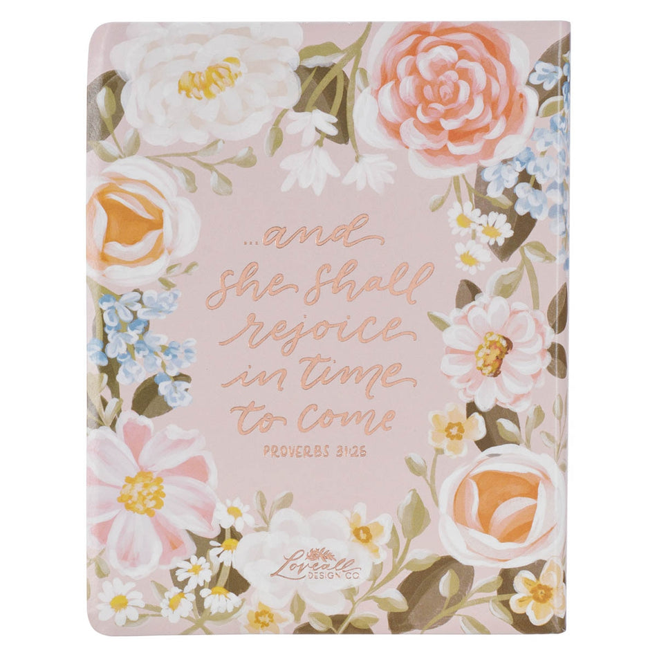 Peach Floral Margo Collection Faux Leather King James Version Note-taking Bible - Proverbs 31:25, product view 2