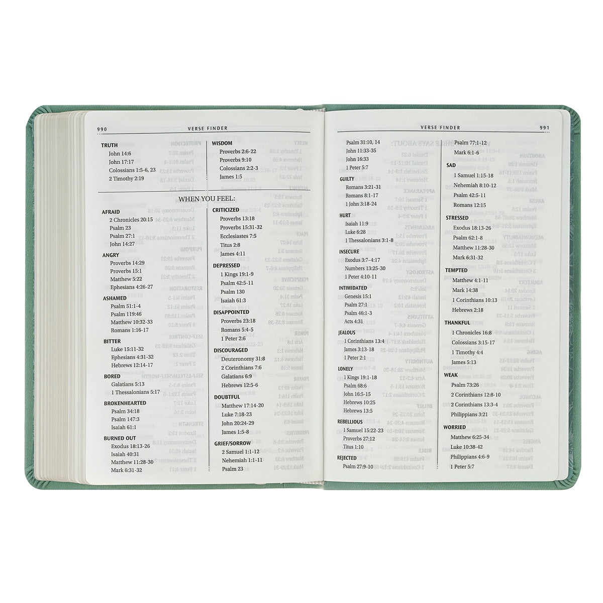 Teal Bloom Faux Leather Compact King James Version Bible by Christian Art Gifts, product view 5