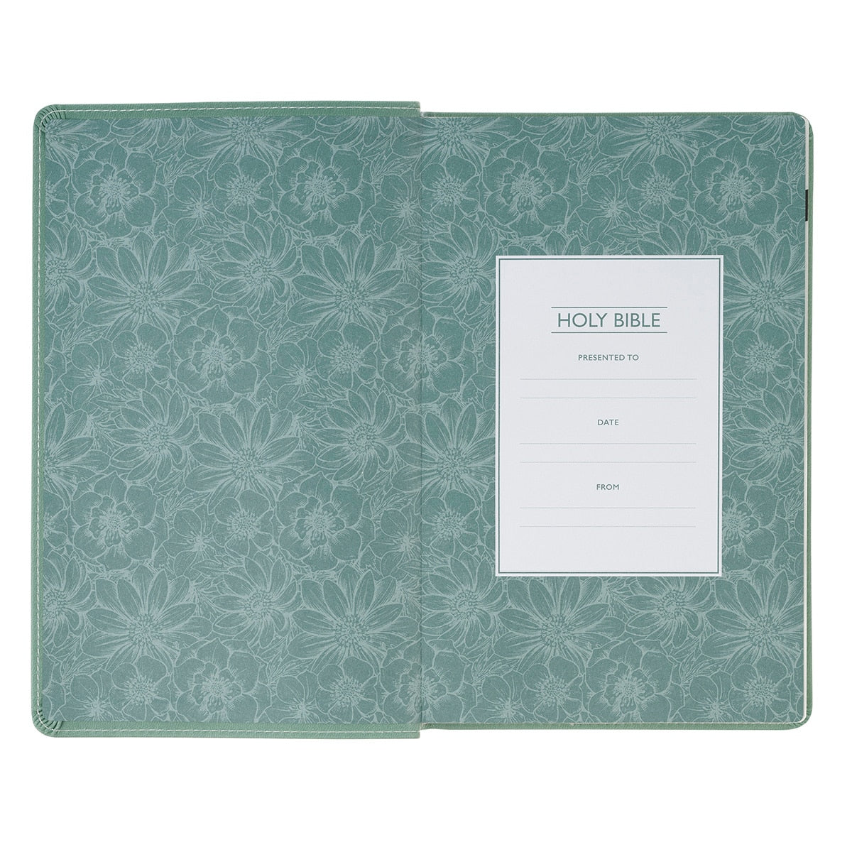 Teal Bloom Faux Leather Compact King James Version Bible by Christian Art Gifts, product view 3