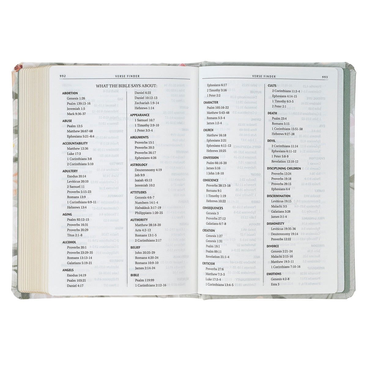 Lichen Gray Floral Faux Leather Hardcover King James Version Bible - Psalm 23:3 by Christian Art Gifts, product view 5