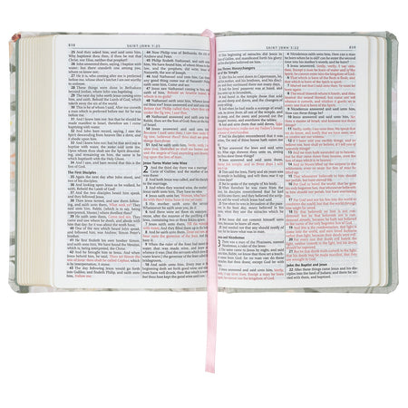 Lichen Gray Floral Faux Leather Hardcover King James Version Bible - Psalm 23:3 by Christian Art Gifts, product view 4