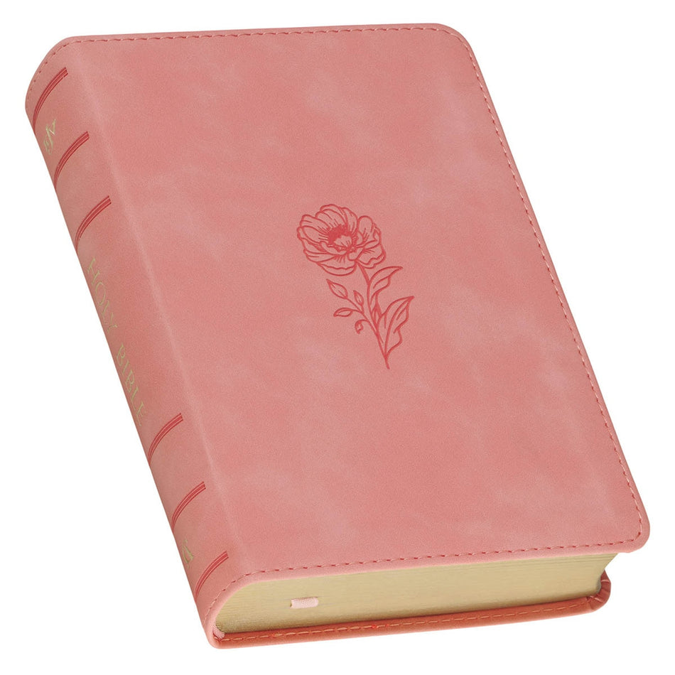 Floral Coral Dawn Faux Leather Large Print Compact King James Version Bible by Christian Art Gifts, product view 2
