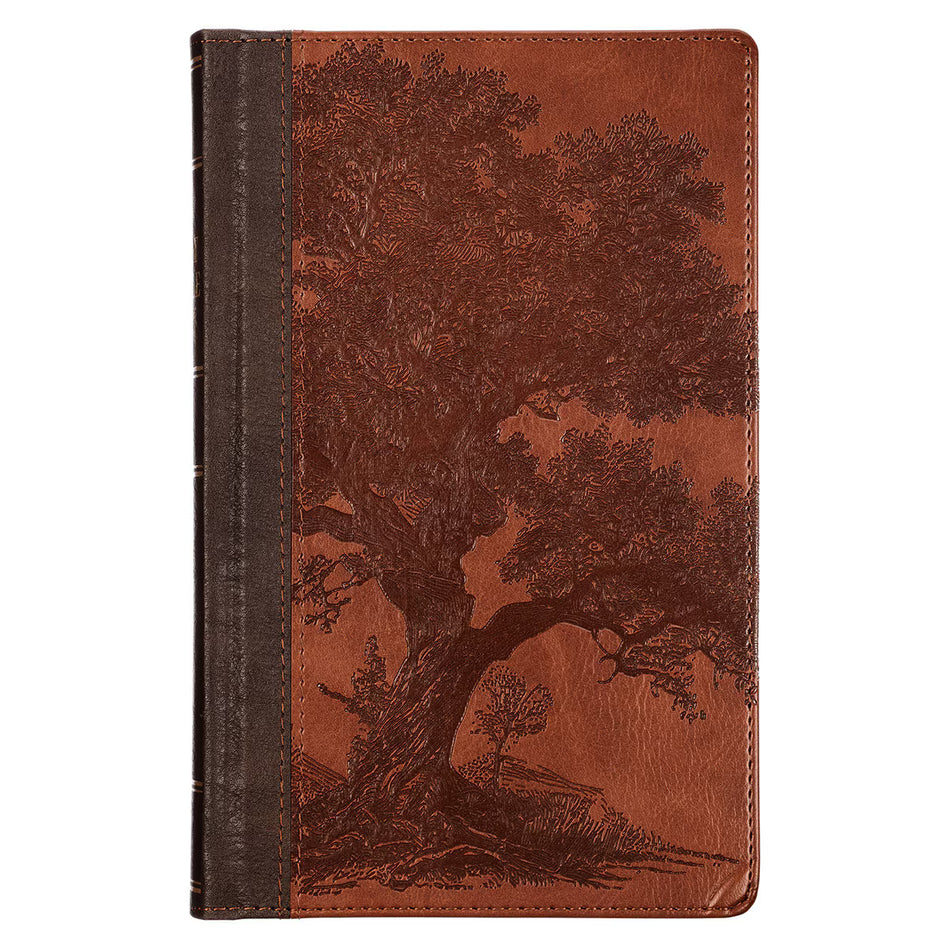 Rooted Brown Faux Leather Hardcover Standard-size Giant Print King James Version Bible with Thumb Index