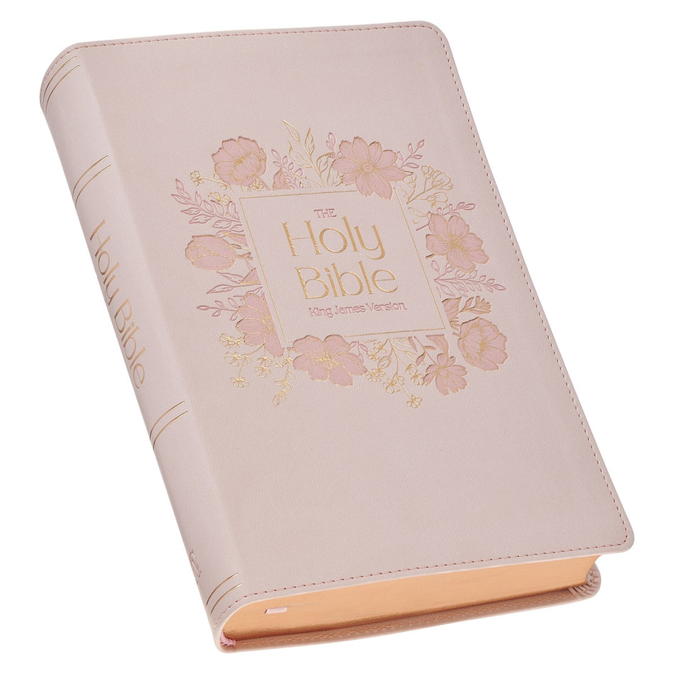 Blush Floral Faux Leather Standard-size Giant Print KJV Bible Thumb Index by Christian Art Gifts, product view 2