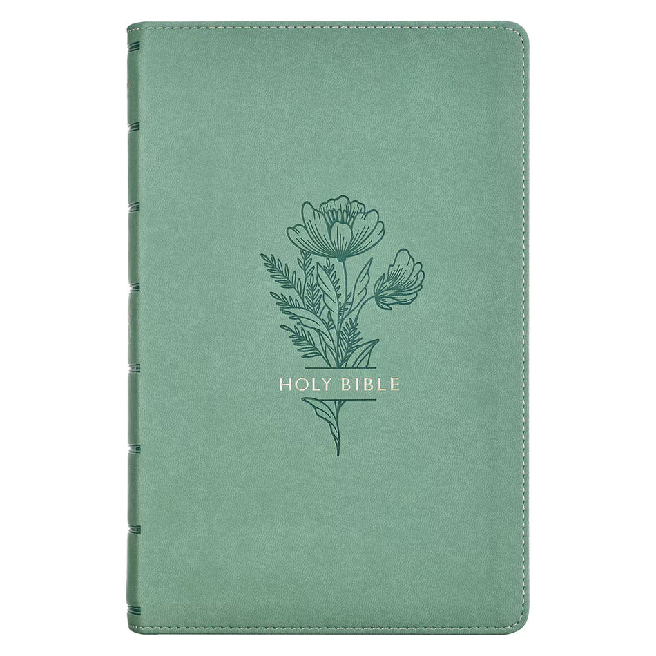 Teal Floral Faux Leather Giant Print Standard-size King James Version Bible with Thumb Index