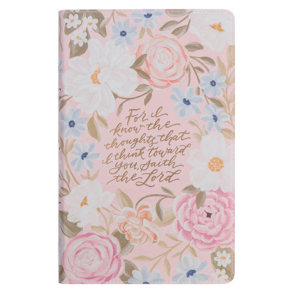 Pink Floral Faux Leather Giant Print Standard-Size King James Version Bible with Thumb Index