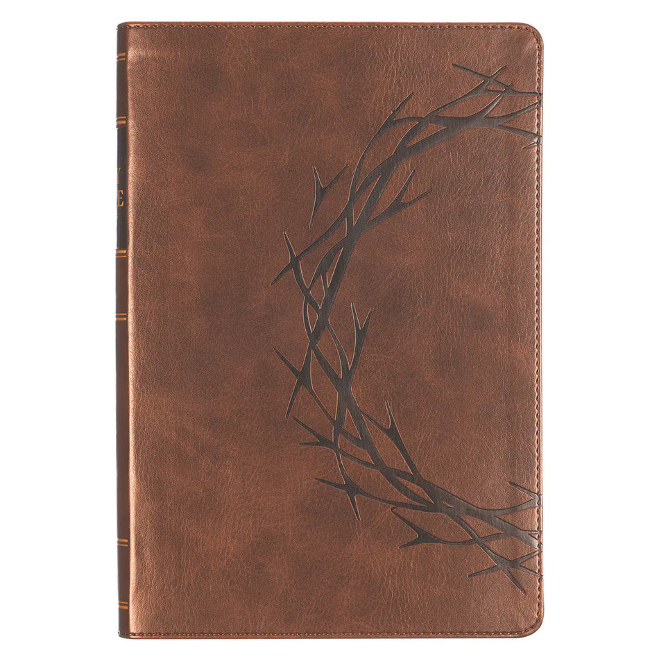 Brown Crown of Thorns Giant Print Full-size King James Version Bible with Thumb Index