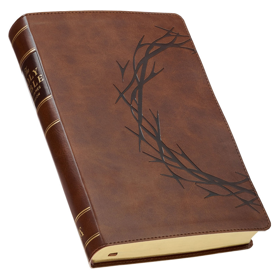 Brown Crown of Thorns Giant Print Full-size King James Version Bible with Thumb Index by Christian Art Gifts, product view 2