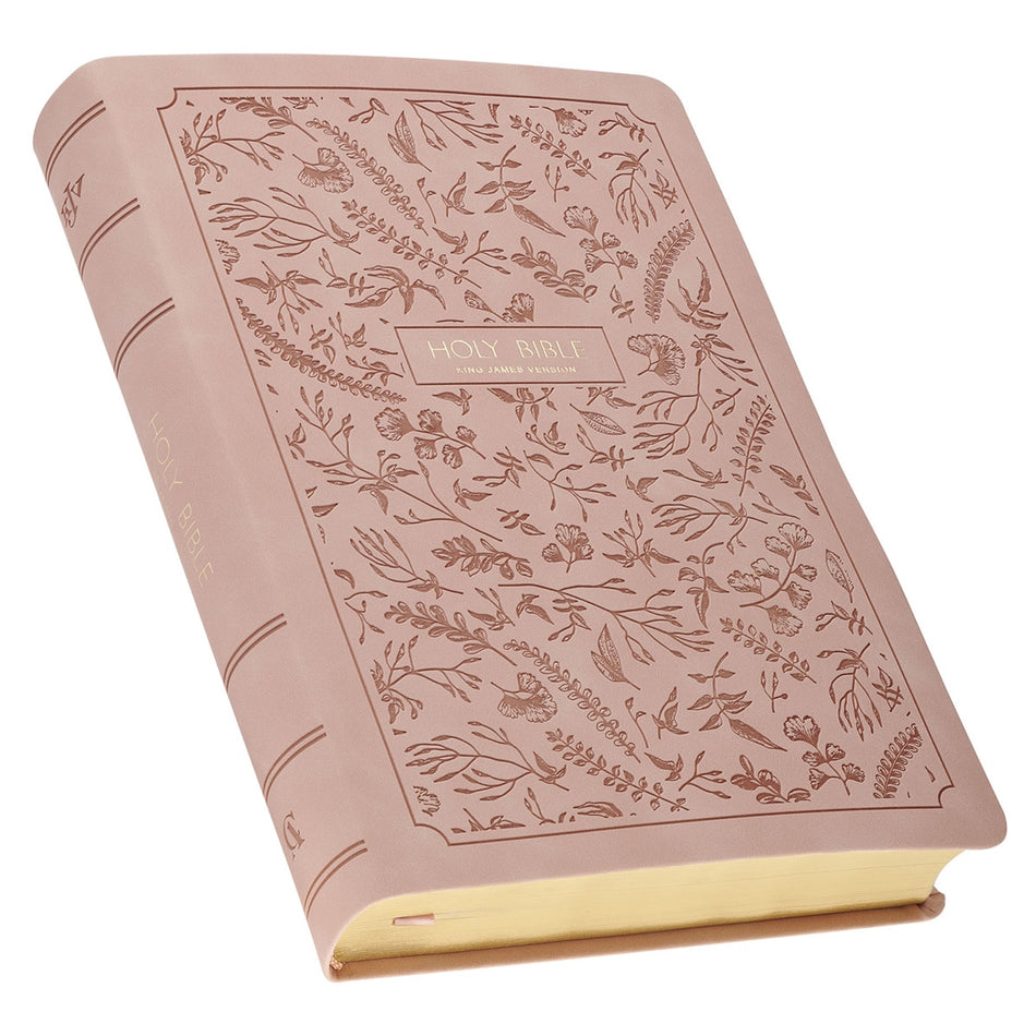 Blush Pink Floral Giant Print Full-size King James Version Bible with Thumb Index by Christian Art Gifts, product view 2