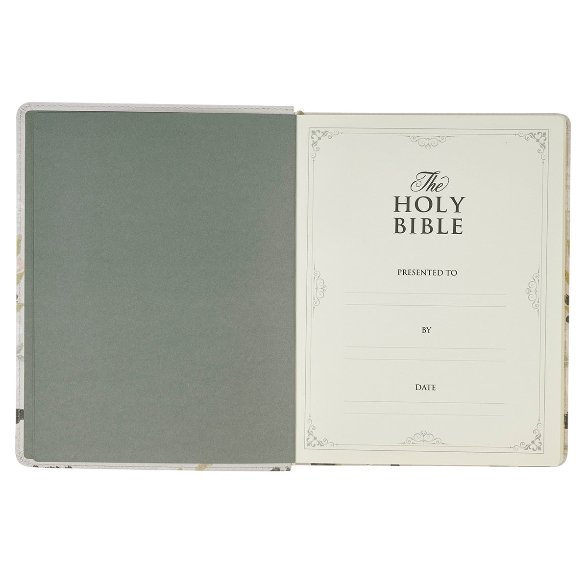 Cream Floral Faux Leather KJV Note-taking Bible - Psalm 91:4 by Christian Art Gifts, product view 4