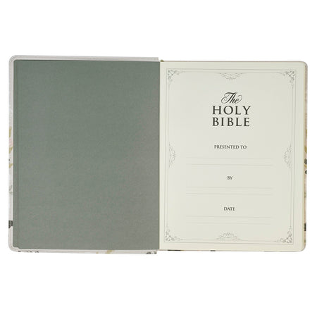 Cream Floral Faux Leather KJV Note-taking Bible - Psalm 91:4 by Christian Art Gifts, product view 4