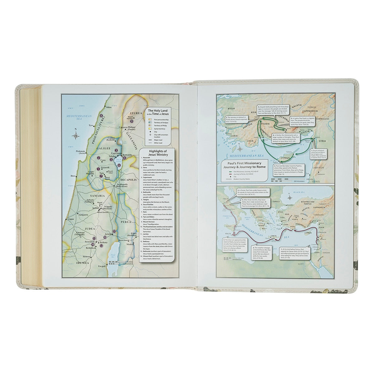 Cream Floral Faux Leather KJV Note-taking Bible - Psalm 91:4 by Christian Art Gifts, product view 5