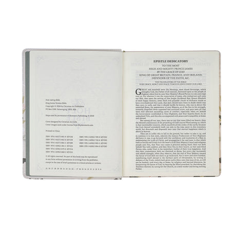 Cream Floral Faux Leather KJV Note-taking Bible - Psalm 91:4 by Christian Art Gifts, product view 6